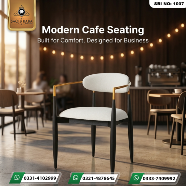 Padded chair with cushioned seat and backrest and metal legs modern design
