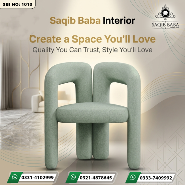 Fully upholstered wooden chair with cushioned seat back and wooden legs modern design