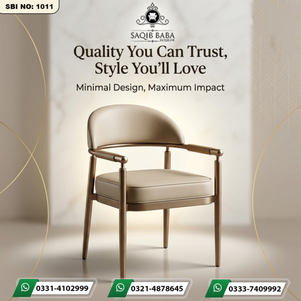 Chair with iron legs and upholstered arms, seat, and back for restaurant and dining use