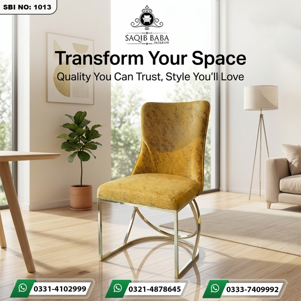 Chair with iron legs and upholstered seat and back for restaurant and banquet use