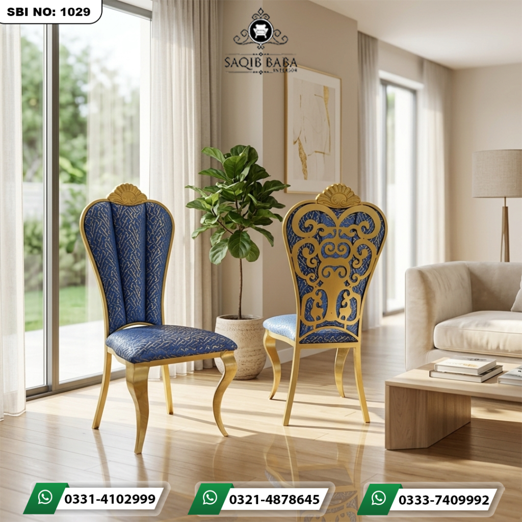 Chair with iron legs and upholstered seat and back for restaurant and banquet use