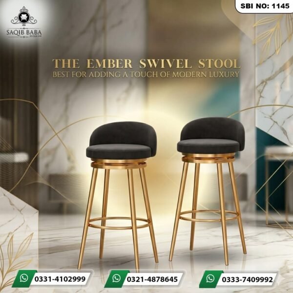 Modern light blue cafe dining chairs with durable metal legs by Saqib Baba Interior.