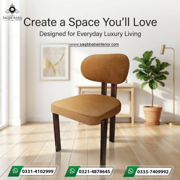 Cafe chair with 3 wooden legs, leather-covered foam seat, and separate leather foam backrest.