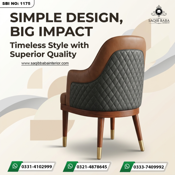 Cafe wooden chair with outer wood frame, foam-filled seat and back, and leather-covered center back design.