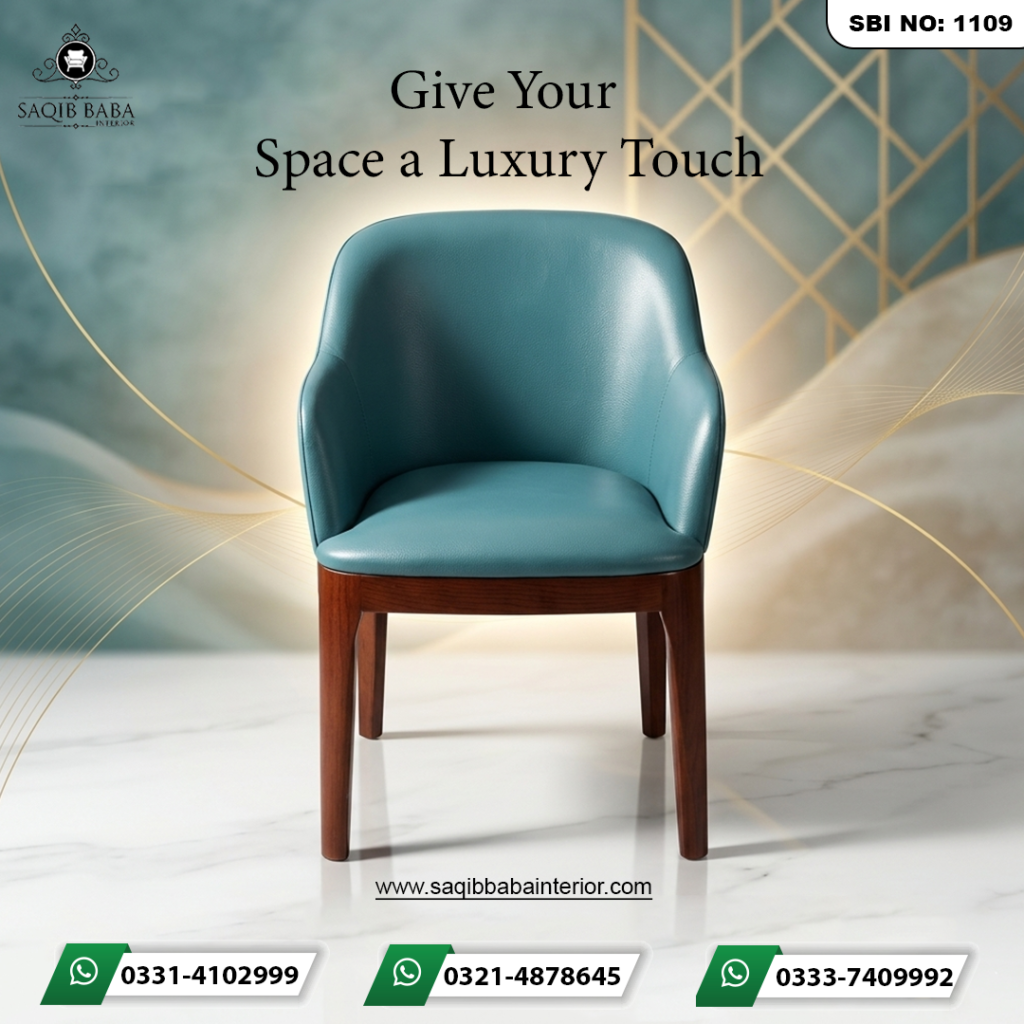 Cafe chair with wooden frame, foam-filled seat and back covered in leather upholstery.