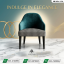 Premium accent chair featuring a deep teal velvet backrest and a black-and-white houndstooth patterned seat with dark wooden legs.